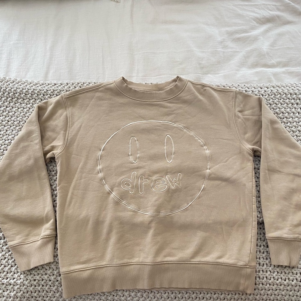 Tan Drew house embroidered crew neck